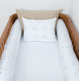 Kit Berço 5 Peças Nuvem Infinity Com Bordado - Branco