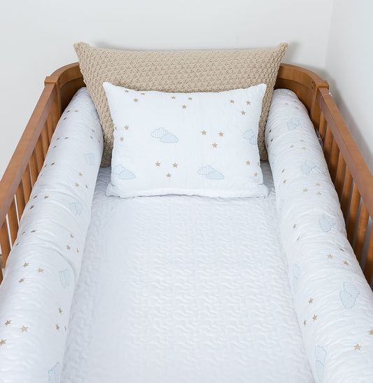 Kit Berço 5 Peças Nuvem Infinity Com Bordado - Branco