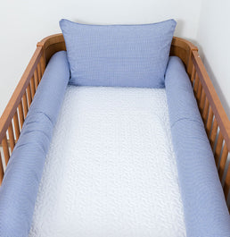 Kit Berço 5 Peças Xadrez Infinity com Bordado Nuvem - Azul 