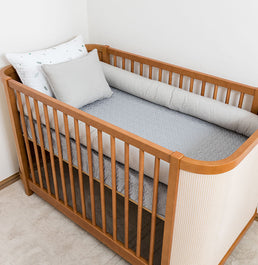 Kit Berço 5 Peças Xadrez Infinity Com Bordado - Cinza