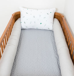 Kit Berço 5 Peças Xadrez Infinity Com Bordado - Cinza