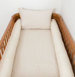 Kit Berço 5 Peças Xadrez Infinity Com Bordado Passarinho - Bege