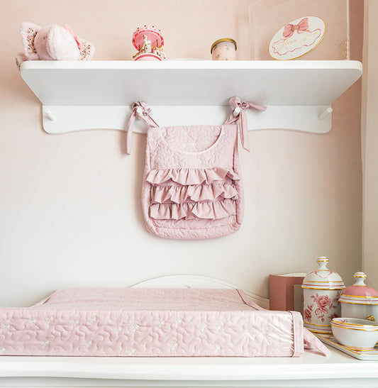 Porta Fraldas Bordado Flores e Borboletas - Rosa Nuvem