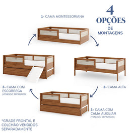 Cama Sofá Haus Nature Com Palha 2 em 1 Montessoriana - Freijó
