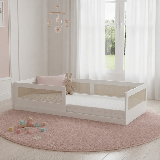 Cama Sofá Haus Nature Com Palha 2 em 1 Montessoriana - Branco