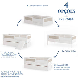 Cama Sofá Haus Nature Com Palha 2 em 1 Montessoriana - Branco