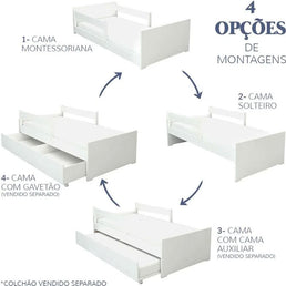 Cama Up 2 em 1 Montessoriana - Branco