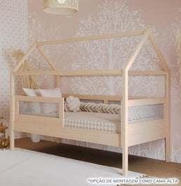 Cama Sofá Haus Nature Casinha com Palha 2 em 1 Montessoriana - Carvalho