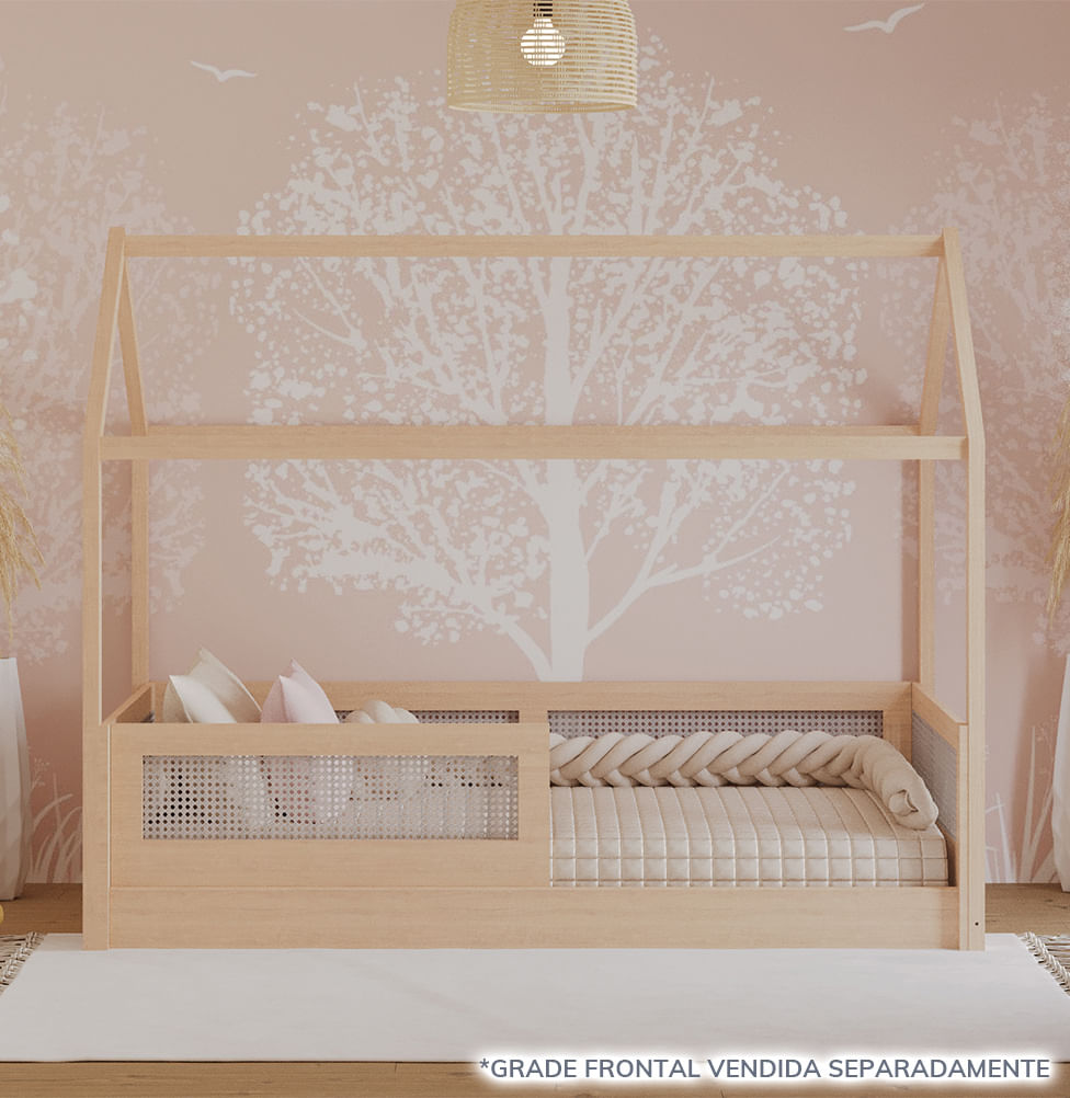 Cama Sofá Haus Nature Casinha com Palha 2 em 1 Montessoriana - Carvalho