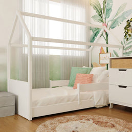 Cama Up 2 em 1 Com Casinha Montessoriana - Branco