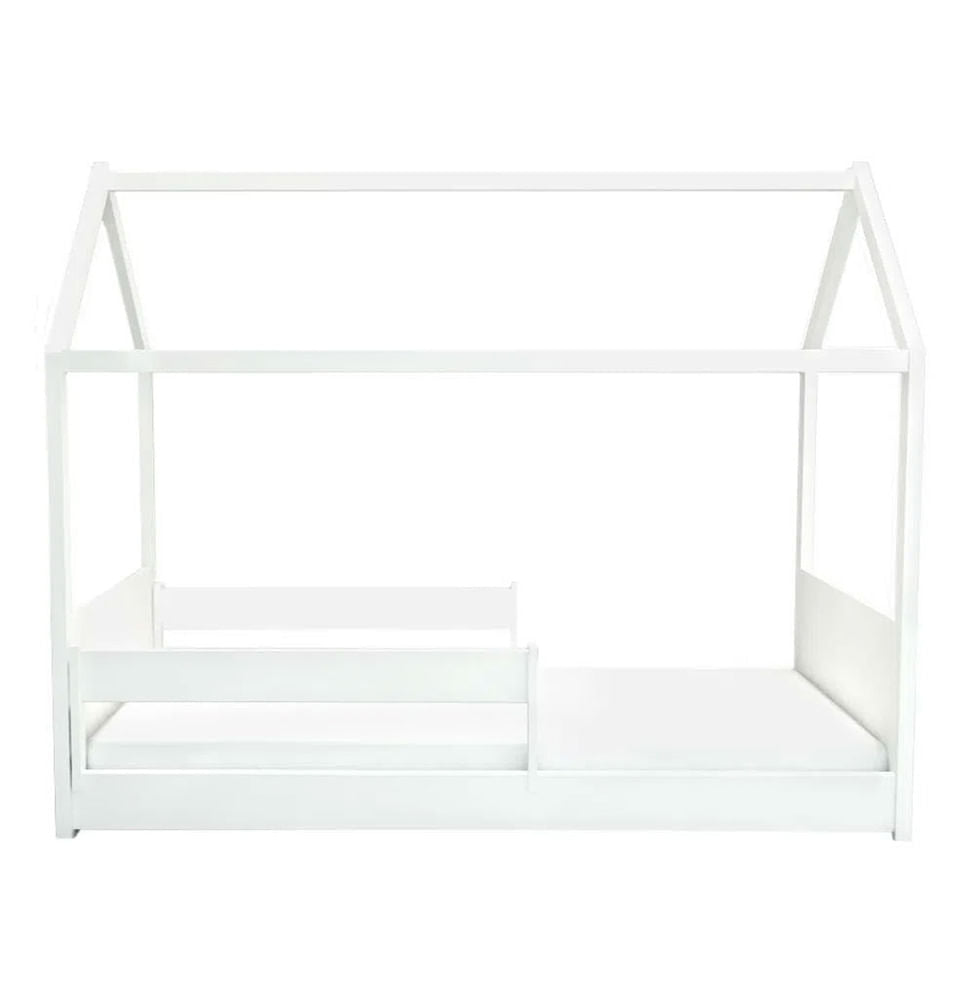 Cama Up 2 em 1 Com Casinha Montessoriana - Branco