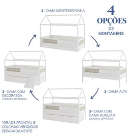 Cama Sofá Haus Nature Casinha com Palha 2 em 1 Montessoriana - Branco