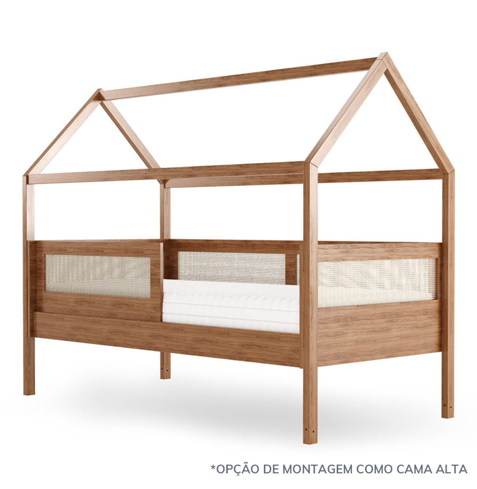 Cama Sofá Haus Nature Casinha com Palha 2 em 1 Montessoriana - Freijó