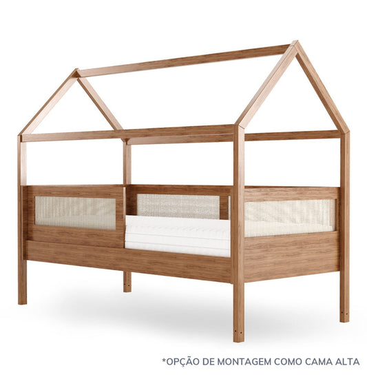 Cama Sofá Haus Nature Casinha com Palha 2 em 1 Montessoriana - Freijó