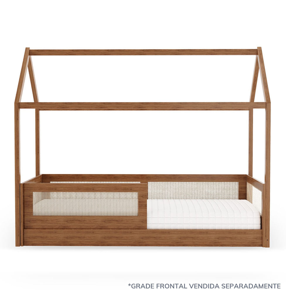 Cama Sofá Haus Nature Casinha com Palha 2 em 1 Montessoriana - Freijó