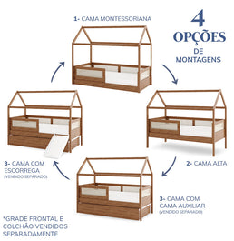 Cama Sofá Haus Nature Casinha com Palha 2 em 1 Montessoriana - Freijó