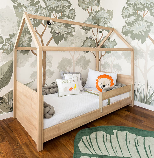 Cama Up 2 em 1 Com Casinha Montessoriana - Carvalho