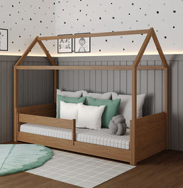 Cama Up 2 em 1 Com Casinha Montessoriana - Freijó