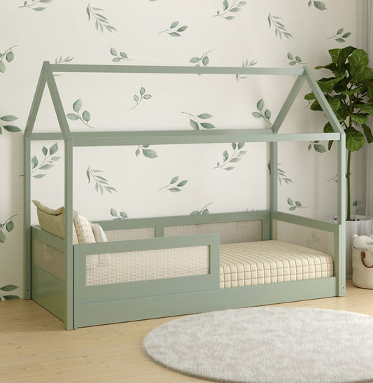  Cama Sofa Haus Nature Casinha Palha 2 em 1 Montessoriana - Verde Jardim
