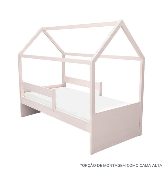 Cama Up 2 em 1 Com Casinha Montessoriana - Rosa Claro