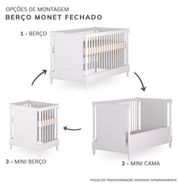 Berço Monet 3 em 1 - Branco