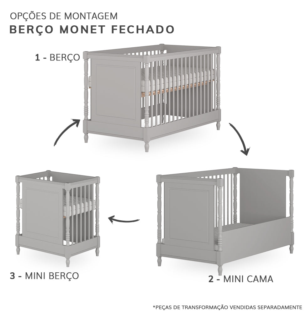 Berço Monet 3 em 1 - Greige