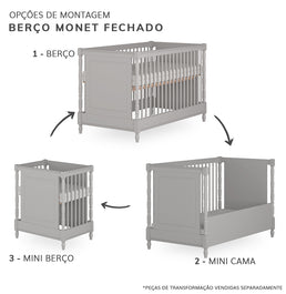 Berço Monet 3 em 1 - Greige