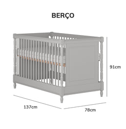 Berço Monet 3 em 1 - Greige