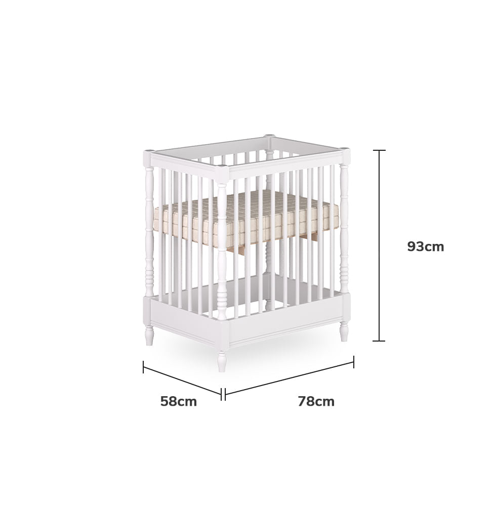 Berço Monet 3 em 1 Palitado - Branco