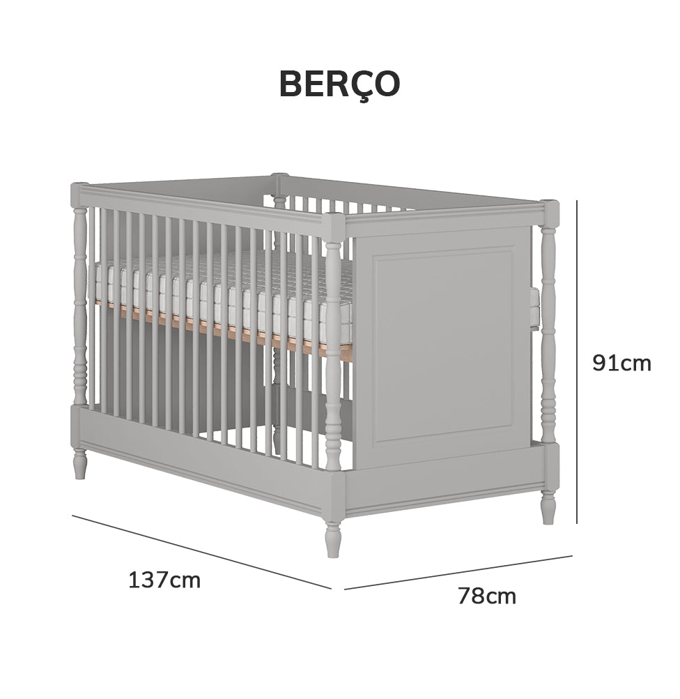 Berço Monet 3 em 1 Palitado - Greige