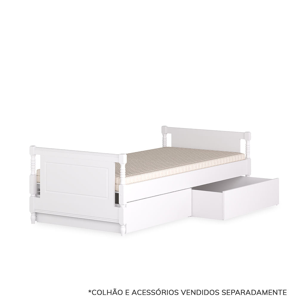 Cama Solteiro Monet - Branco