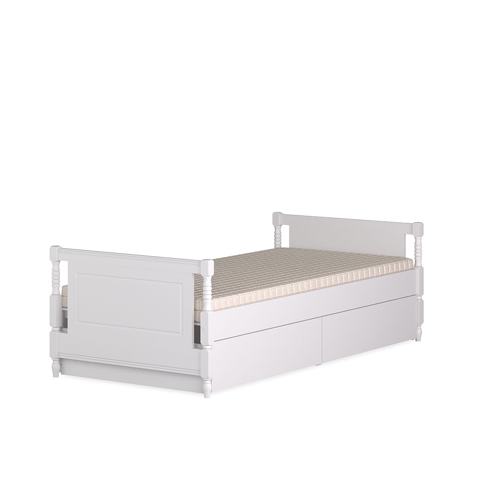 Cama Solteiro Monet - Branco