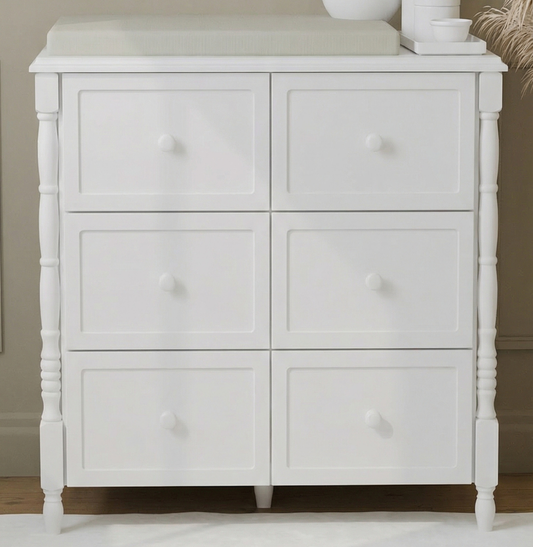 Cômoda de Bebê Monet 6 Gavetas 100cm - Branco