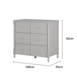 Cômoda de Bebê Monet 6 Gavetas 100cm - Greige