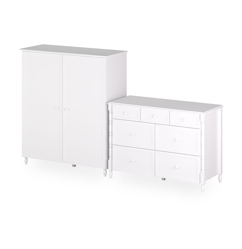 Cômoda de Bebê Monet 7 Gavetas 130cm - Branco