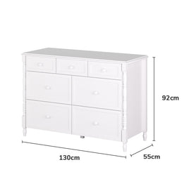 Cômoda de Bebê Monet 7 Gavetas 130cm - Branco