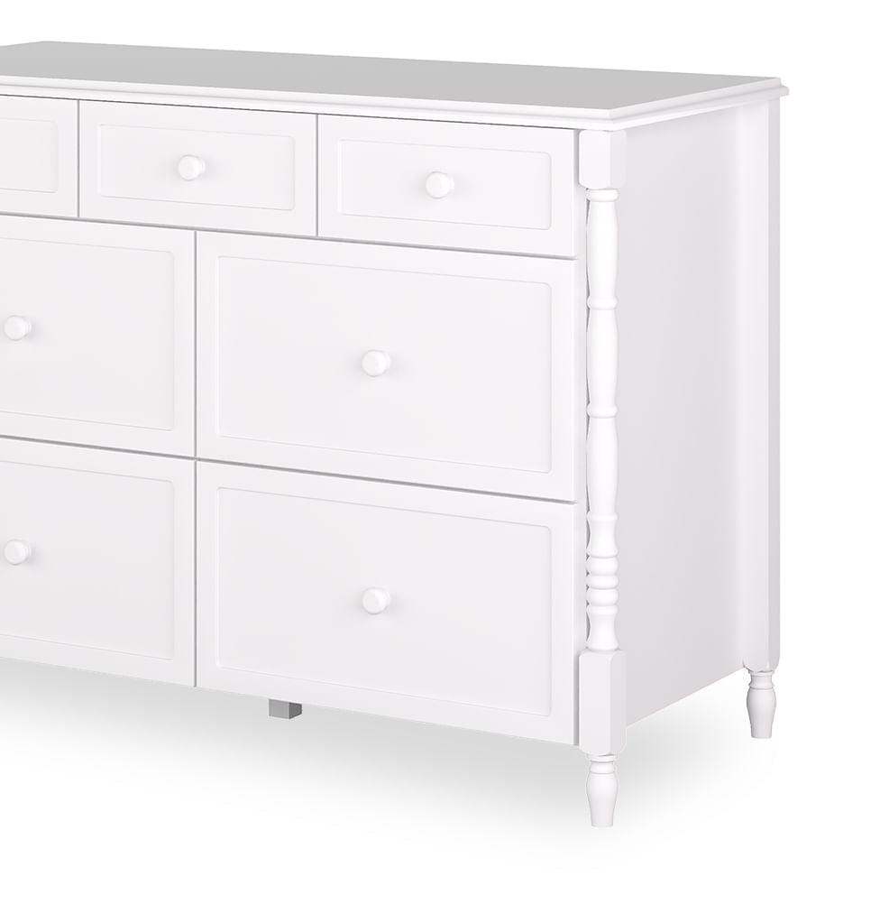 Cômoda de Bebê Monet 7 Gavetas 130cm - Branco