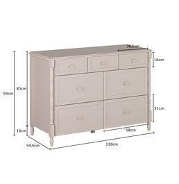 Cômoda de Bebê Monet 7 Gavetas 130cm - Greige