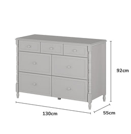 Cômoda de Bebê Monet 7 Gavetas 130cm - Greige