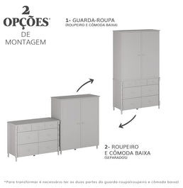 Cômoda de Bebê Monet 7 Gavetas 130cm - Greige