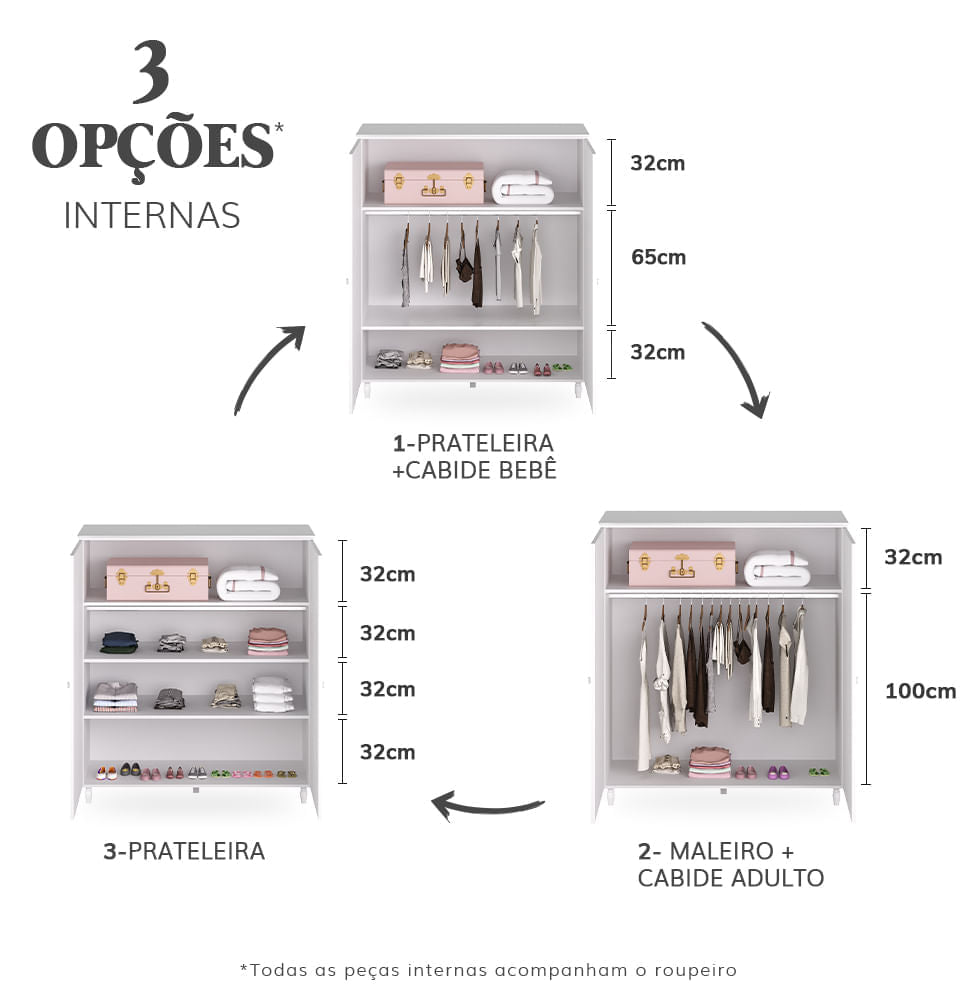 Roupeiro Monet 2 Portas - Branco