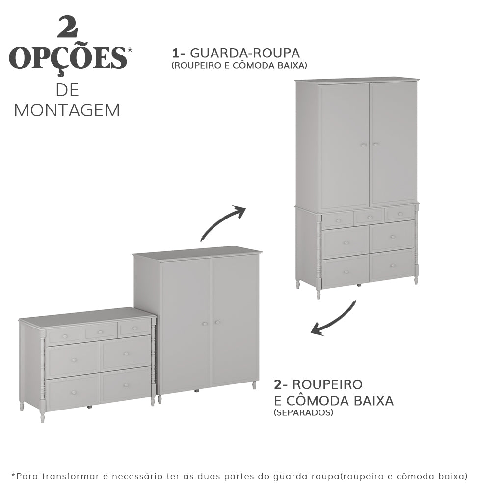 Roupeiro Monet 2 Portas - Greige