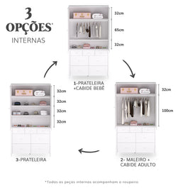 Guarda Roupa 2 em 1 Monet - Branco