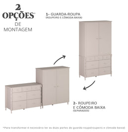 Guarda Roupa 2 em 1 Monet - Greige