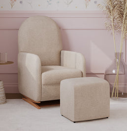 Poltrona de Amamentação Duna com Puff - Linho Bege