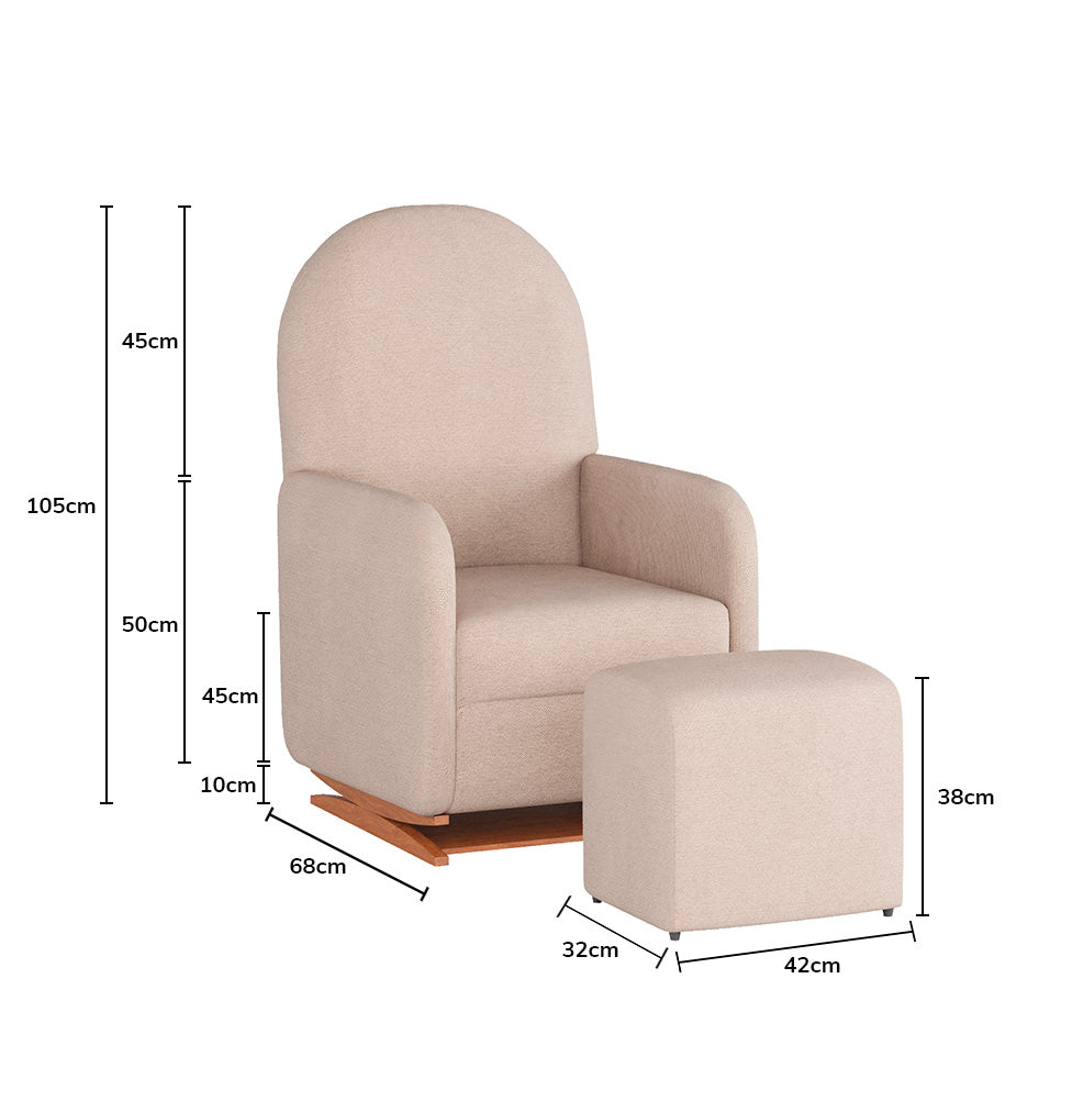 Poltrona de Amamentação Duna com Puff - Linho Bege