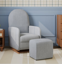 Poltrona de Amamentação Duna com Puff - Linho Cinza