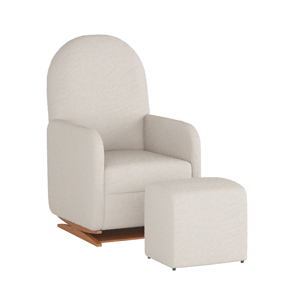 Poltrona de Amamentação Duna com Puff - Bouclê Cru