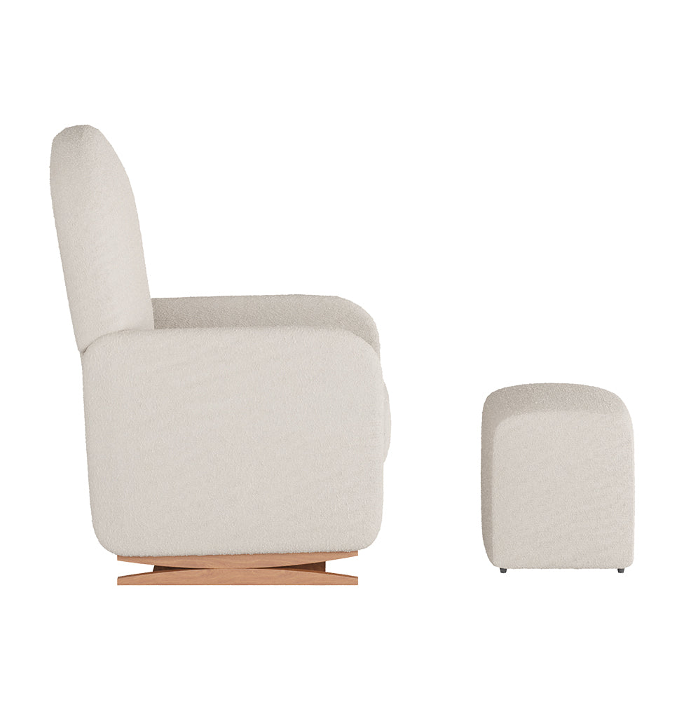 Poltrona de Amamentação Duna com Puff - Bouclê Cru