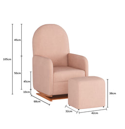 Poltrona de Amamentação Duna com Puff - Linho Rosa